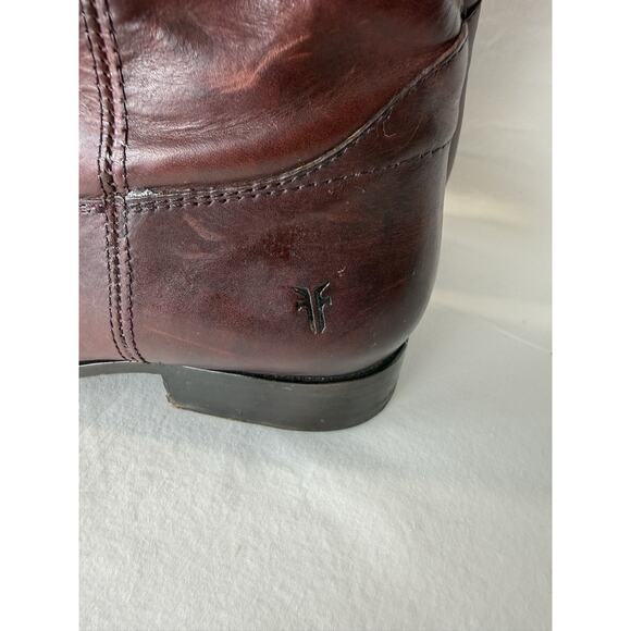 Frye Melissa Button Short Burgundy Leather Side Zip Booties Women’s Size 11B - Picture 7 of 13